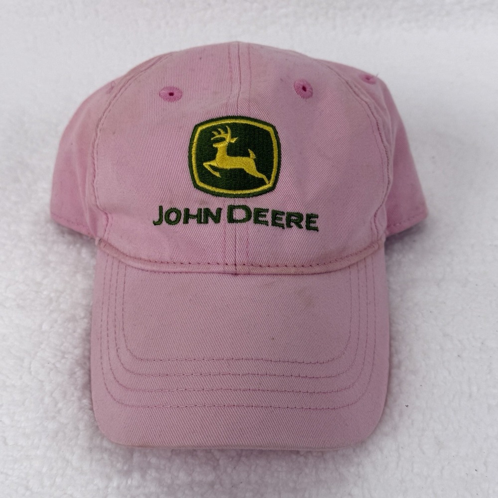 John Deere Strapback Adjustable Hat Cap Pink LogoNothing Runs Like A Deere